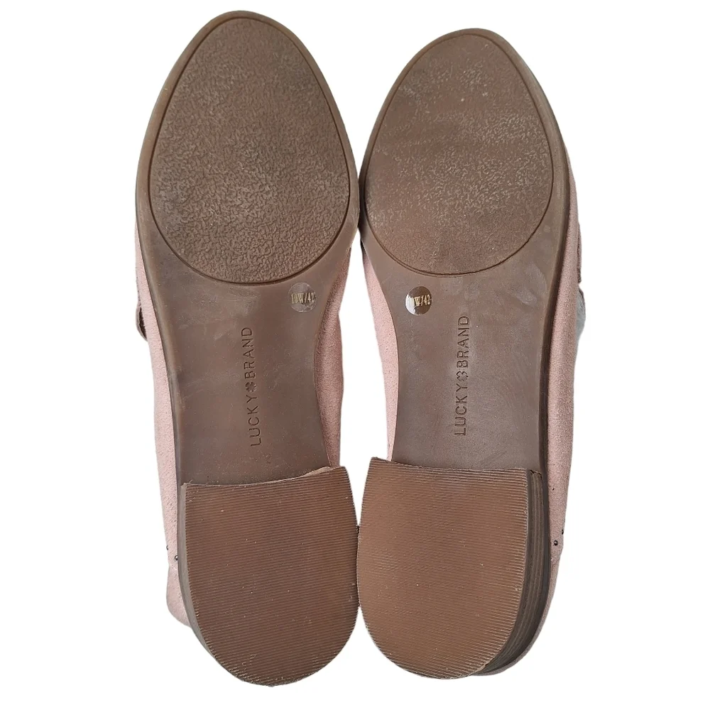 Lucky Brand Sz 10W Crestan Pink Soft Studded Slip-On Suede Loafer Flats Shoes‎